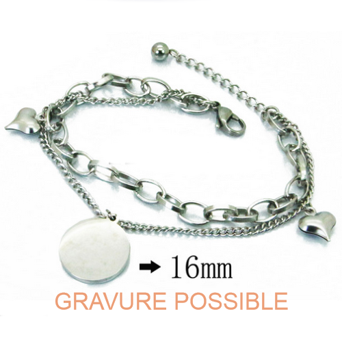 Frauenarmband in Edelstahl mit anpassbarem Herz Charme