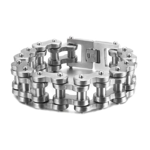 Bracciale barbazzale largo XXL catena moto uomo in acciaio biker 22cm