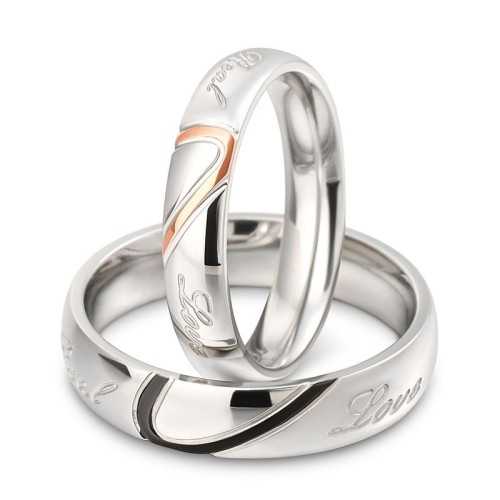 Anillo anillo de compromiso pareja mujer hombre bicolor acero oro corazón amor