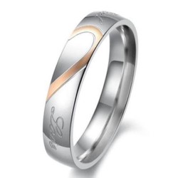 Modern engagement rings for steel couple illustrating the half-heart gold pink 4mm and the black half-heart of 5mm 2