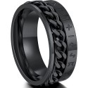 Ring ring rune man black steel chain anti-stress Alfabeto nórdico Viking