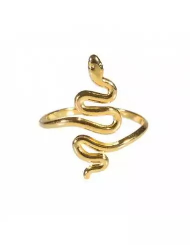 Anillo de mujer con forma de serpiente ondulada en acero dorado