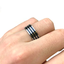 Ringring für Herren aus Edelstahl 316l und 3 Linien schwarz