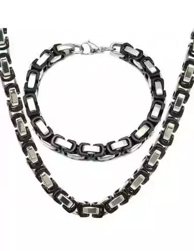 Adornment chain bracelet man black steel byzantine royal mesh