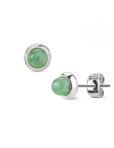 Pair of women's steel earrings set with semi-precious stones of your choice