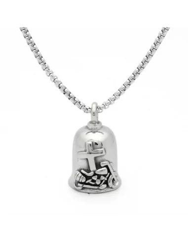 Men's pendant necklace lucky bell motorcycle cross steel chain included