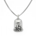 Collana da uomo con ciondolo campanello portafortuna, catena in acciaio con croce da moto inclusa