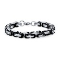Bracelet Man Plated Steel Black Byzantine Mesh Bling