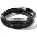 Men's bracelet personalized leather and engraved silver plated