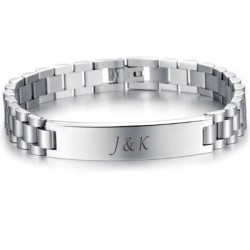 Pulsera gourmet hombre acero grabado estilo clásico chic 21cm 2