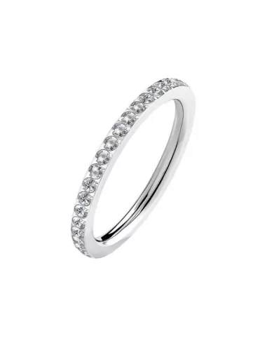 women's eternity wedding ring 3mm wide in steel and white stone