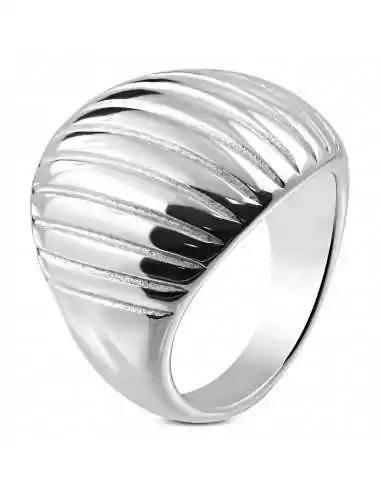 Large women's stainless steel shell dome ring