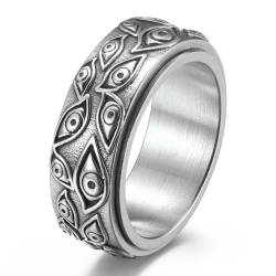 Anillo anillo antiestrés de acero rotativo mujer hombre ojo de dios