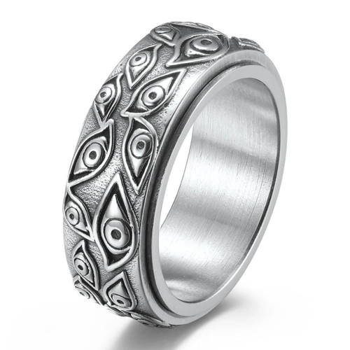 Anillo anillo antiestrés de acero rotativo mujer hombre ojo de dios