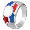 Anillo grande de mujer con cúpula de acero en forma de estrella Francia azul blanco rojo