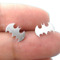 Paire boucles d'oreilles homme acier inoxydable chauve souris batman pov