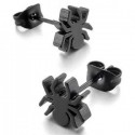 Pair of black steel men's earrings in the shape of a spider