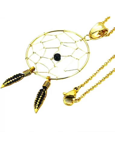 Adornment necklace and pendant catches dreams woman steel gilded with fine gold