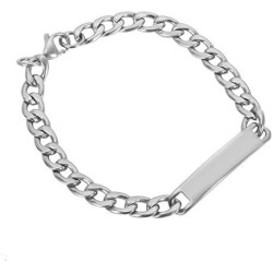 Herren Armband Mesh Figaro Stahlplatte zu anpassen 9mm 22cm