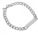 Bracelet homme maille figaro acier plaque à personnaliser 9mm 22cm