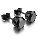 PAIRE OF BOUCLES D'ORILLES MEN WOMEN ADO TIGE FERMOIR STEEL PLAQUE BLACK ROUND ZIRCON DIAMS NOIRE NEUVE DK