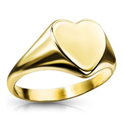 Anello da donna moderno e largo per donna in acciaio inossidabile oro con vassoio a forma di cuore pronto per l'incisione