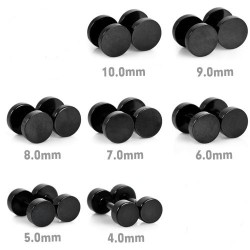 Pair Earring for Men Teen Steel Black Black Round Puck Nail Punk Gothic Nouve