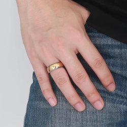 BAGUE BIJOU HOMME ADO ANNEAU ACIER NEUVE BIBLE PRIERE NOTRE PERE