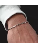 Men\'s silver figaro mesh steel curb bracelet 20cm width of your choice