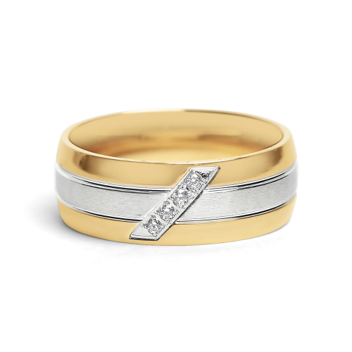 Verlobungsring aus Stahl und vergoldetem Zirkon, 8 mm, Herrenmodell