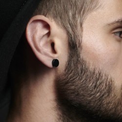 FIRST OREILLE FÜR ADO ACIER NOIR PUCE RONDE NOIRE VIS CLOU PUNK GOTHIQUE NEUVE