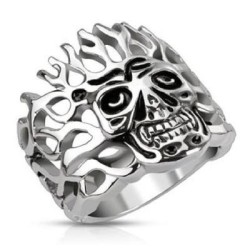 HERRENRING MASSIVSTAHL BURNING SKULL GOTH GOTHIC BIKER NEU 5145