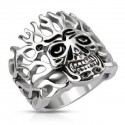 ANILLO DE HOMBRE ACERO MACIZO BURNING SKULL GOTH GOTHIC BIKER NEW 5145