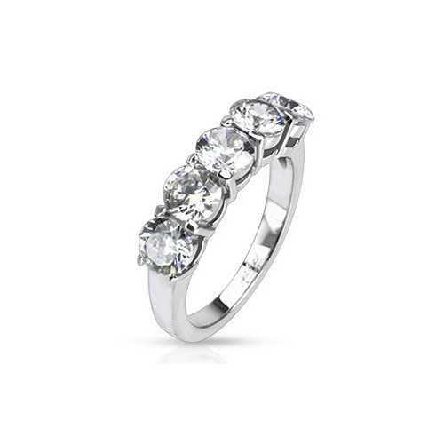 Solitary alliance ring for women in solid steel & set with 5 new stones 2179