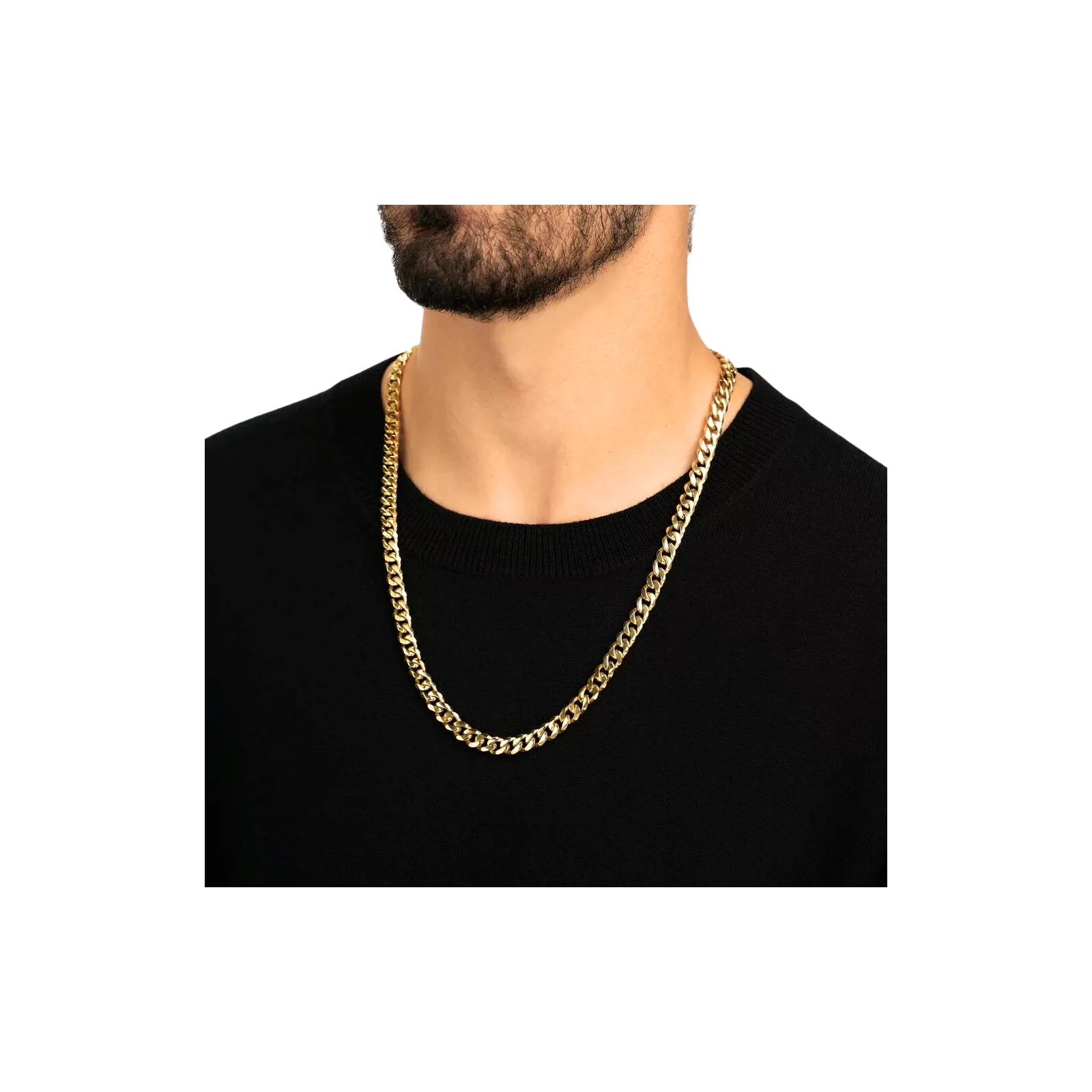 Chaîne Collier Homme Bandmax - Acier Inoxydable 316L - 7mm De Large - Longueur Réglable 46 à 76 Cm - Or, Noir Ou Argent - 7