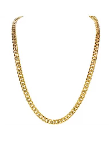 Men's gold steel chain necklace tight Cuban mesh bling 60cm 8mm