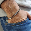 Bracelet homme acier inoxydable maille figaro 7mm