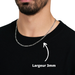 Cadena de hombres o esposa Collar Mesh Figaro Color Color Plata Nuevo 2