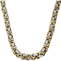 Chain man stainless steel plated gold Byzantine mesh bling rapper