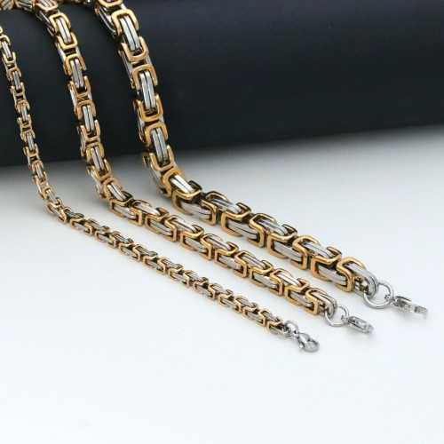 Catena da uomo in acciaio inossidabile placcato oro, maglia bizantina, bling, rapper, scelta del diametro