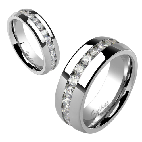 ANILLO ALIANZA ETERNAL MUJER HOMBRE ACERO y PIEDRAS BODAS NUEVO