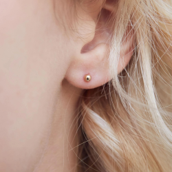 Par de pendientes de botón para mujer y hombre acero perla bola oro 5mm