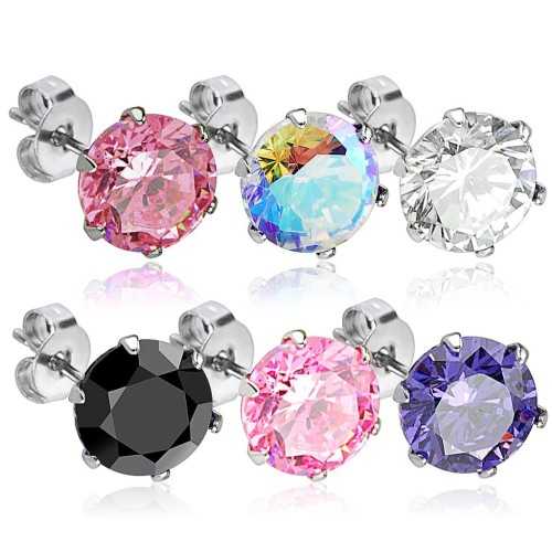 Steel earrings girl child woman man round