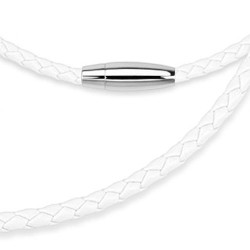 CHAIN COLLIER CORDON MEN WOMEN CUIR TRESSE & CLOSER STEEL WHITE NOT NEAR 9005