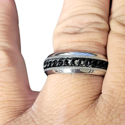 Ring-Ring für Männer in Stahlkette schwarz plattiert Anti-Stress-Spin