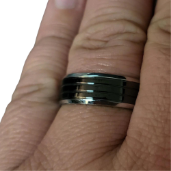 BAGUE BIJOU HOMME ADO ANNEAU ACIER NEUVE BIBLE PRIERE NOTRE PERE