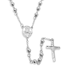 Christian Rosary Man Teen Steel Cross and Sainte Virgin Medal Mary Communion 2