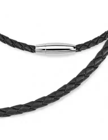 Cordoncino per collana a catena da uomo e da donna, pelle intrecciata e  chiusura magnetica in acciaio