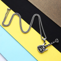Men's pendant steel electric guitar rock flame biker and 1 caterpillar chain