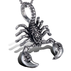 Pendentif homme acier inoxydable scorpion tribal et 1 chaine incluse